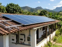 Kit de energia solar residencial com painéis fotovoltaicos e inversor