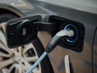 electric vehicle charging cable plugged into car