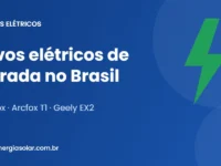 Ilustração com raio verde e o título Novos elétricos de entrada no Brasil