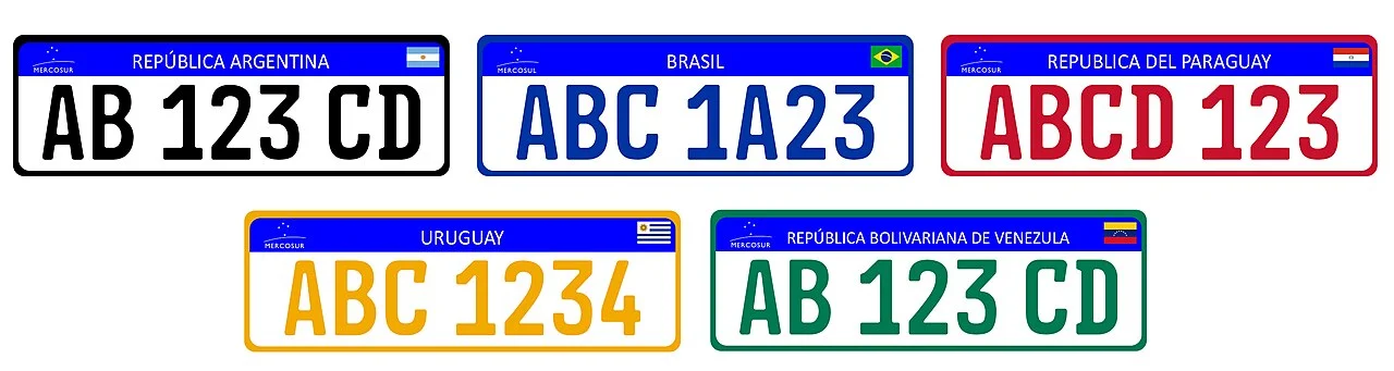 Carro Elétrico Paga IPVA? Veja a Regra por Estado em 2026 1 Placas de veículos do padrão Mercosul usadas no Brasil